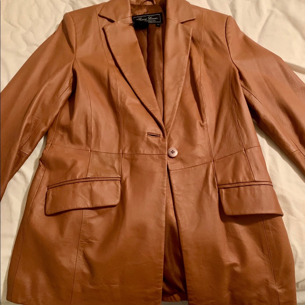 Tan leather blazer